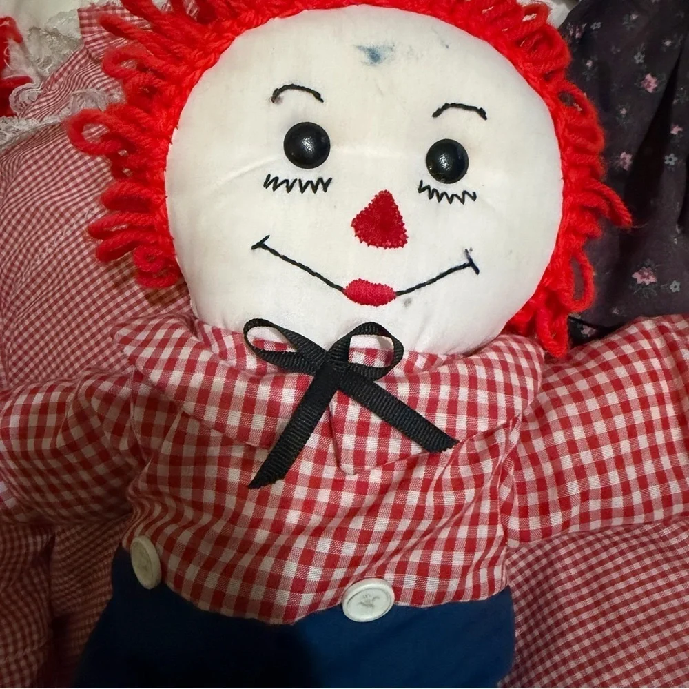 Collectible Trio 1970’s Vintage Raggedy Ann and Andy Doll Set Classic Cloth